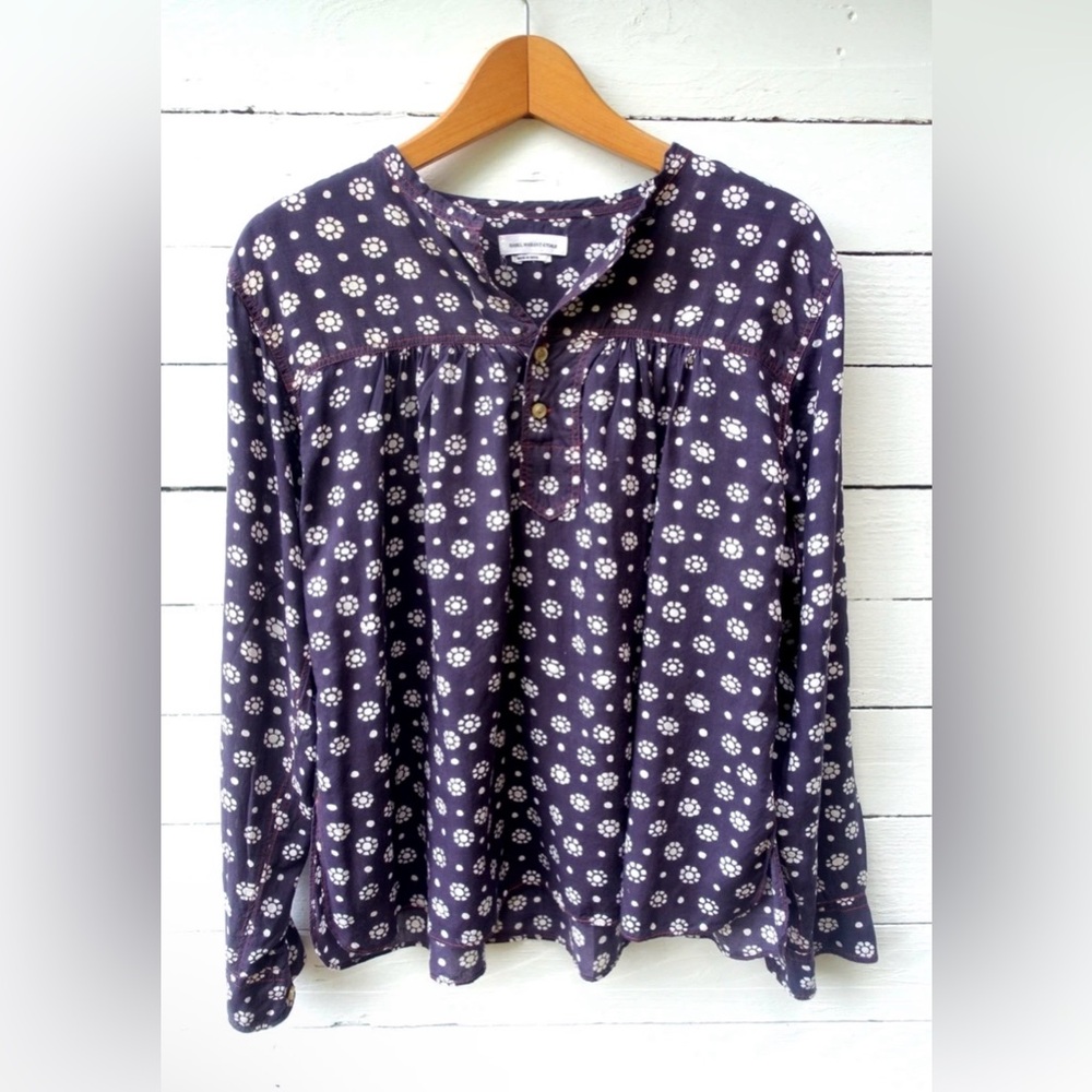 ISABEL MARANT floral print boho blouse popover‎ 1/4 button size 34